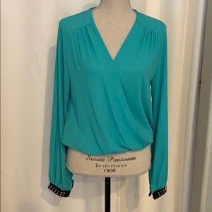 V-neck Long Sleeve with Gold Studs